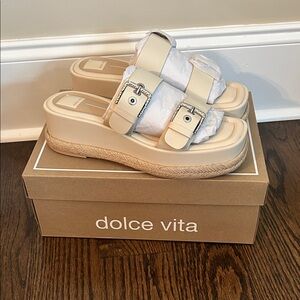 Dolce Vita Beige Platform Sandals with Buckles